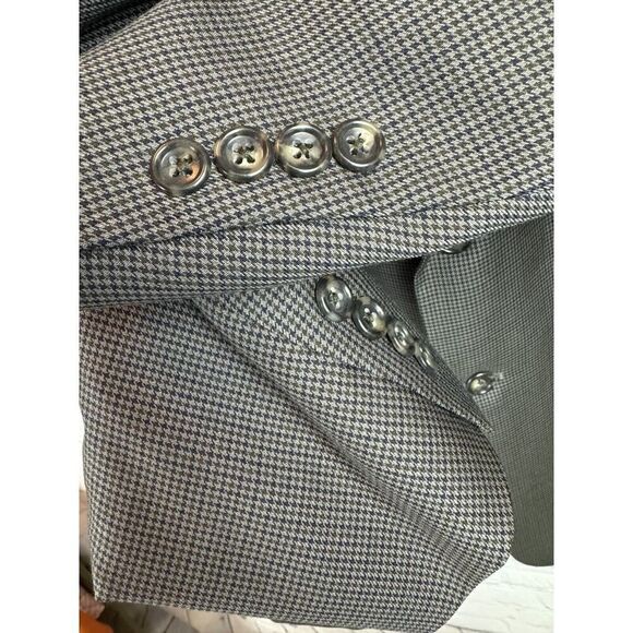 STAFFORD gray check houndstooth 100% wool mens suit jacket size 44R - Picture 7 of 13